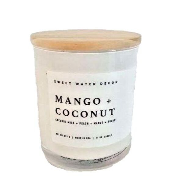 Sweet Water Decor Candle 11oz Mango + Coconut Scent Soy Jar Made in USA - Picture 10 of 10